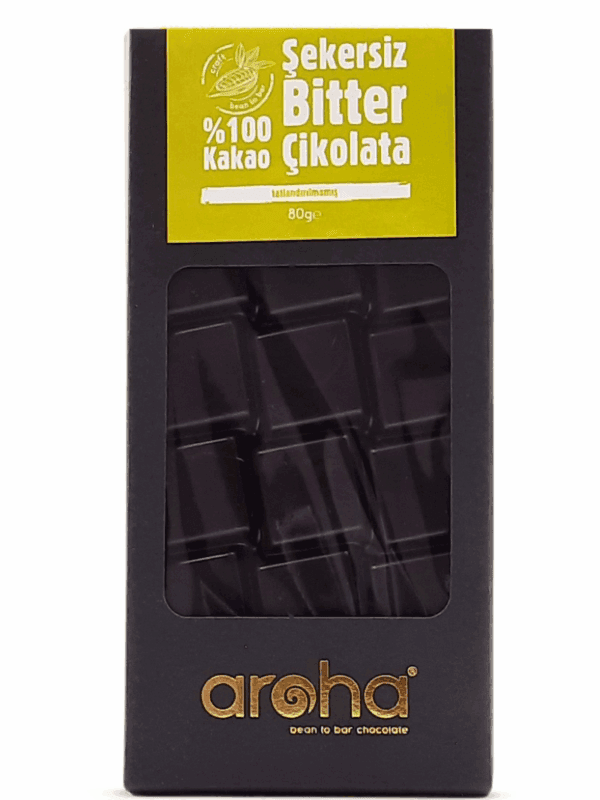 Aroha %100 Kakao Şekersiz Bitter Çikolata 80 g