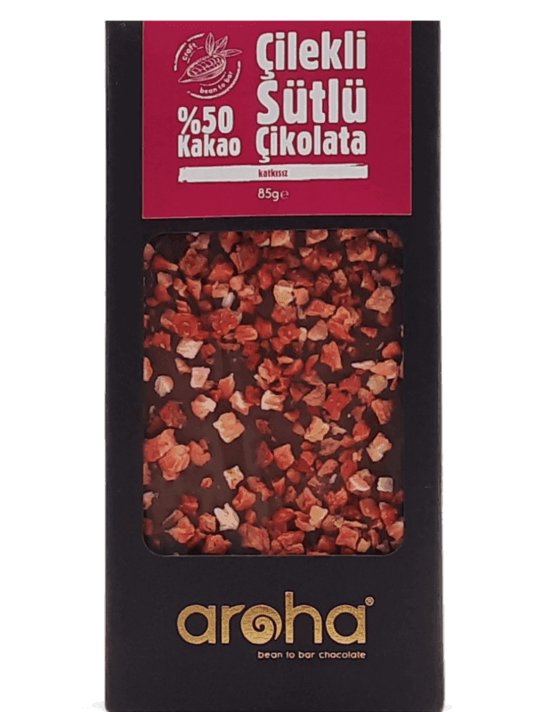 Aroha % 50 Kakao Çilekli Sütlü Çikolata 85 g