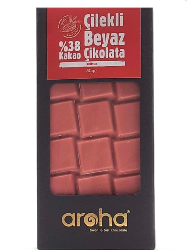 Aroha %38 Kakao Çilekli Beyaz Çikolata 80 g