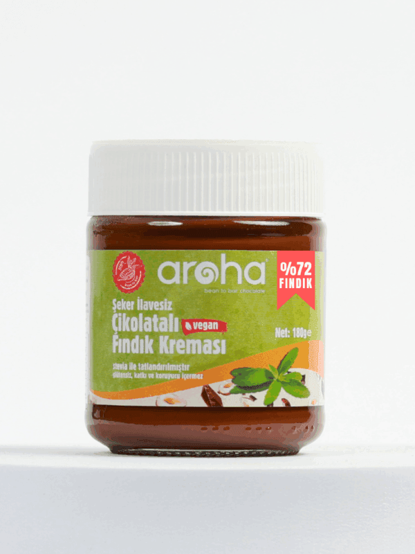 Aroha Çikolatalı Fındık Kreması %72 Fındık Stevia ile tatlandırılmıştır - Şeker İlavesiz 180 g