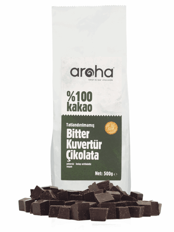 Aroha %100 Kakao Tatlandırılmamış Bitter Kuvertür Çikolata 500 g