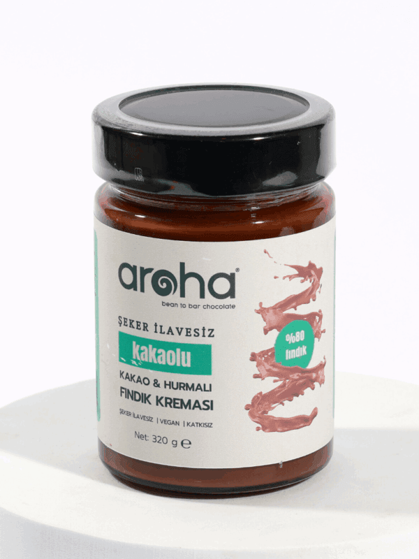 Aroha Kakaolu & Hurmalı Fındık Kreması %80 Fındık - Şeker İlavesiz 320 g