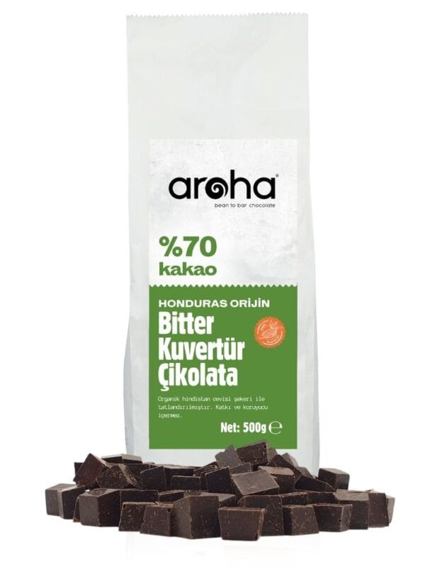 Aroha %70 Kakao Honduras Orijin Bitter Kuvertür Çikolata 500 g