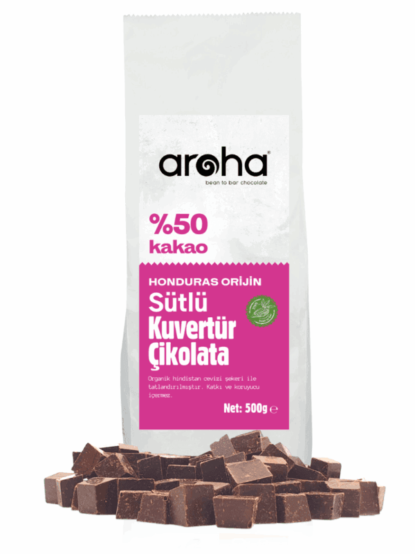 Aroha %50 Kakao Honduras Orijin Sütlü Kuvertür Çikolata 500 g