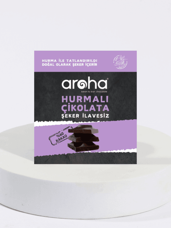 Aroha %60 Kakao Hurmalı Bitter Çikolata Şeker İlavesiz 45 g