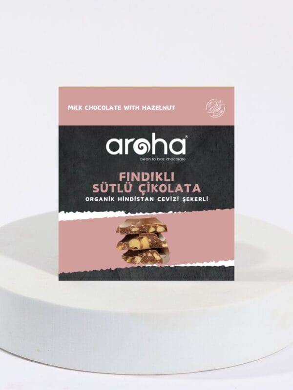 Aroha Fındıklı Sütlü Çikolata Organik Hindistan Cevizi Şekerli Çikolata 40 g
