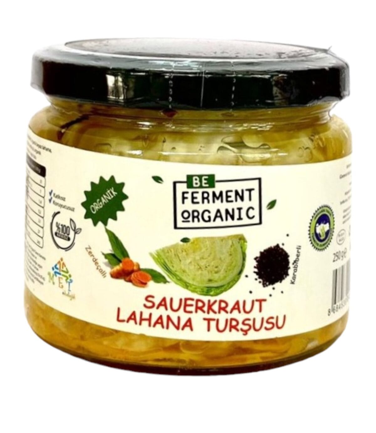 Beferment Organic Gin Lahana Turşu 250 g x 4 Adet