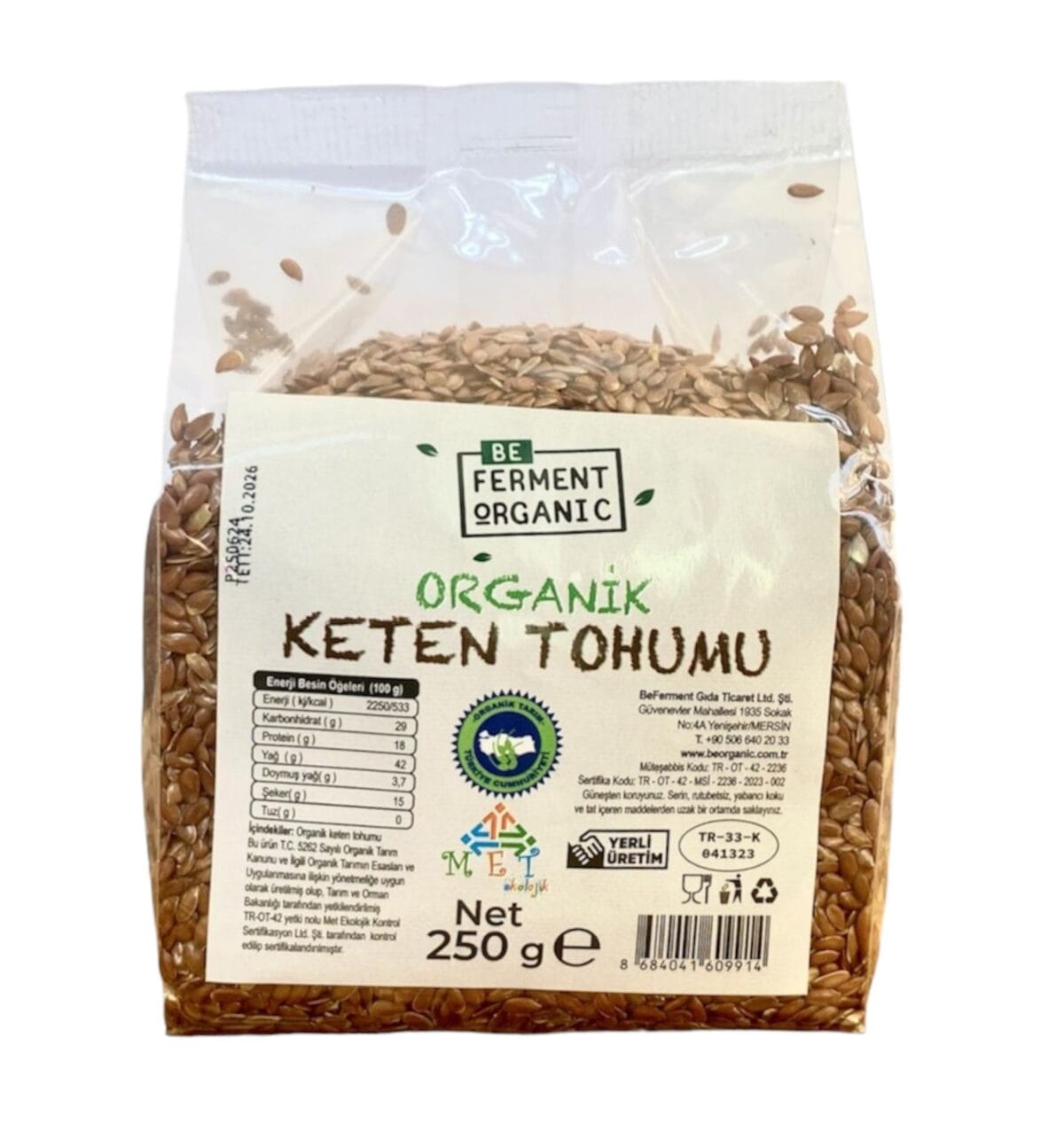 Beferment Organic Keten Tohumu 250 g x 4 Adet