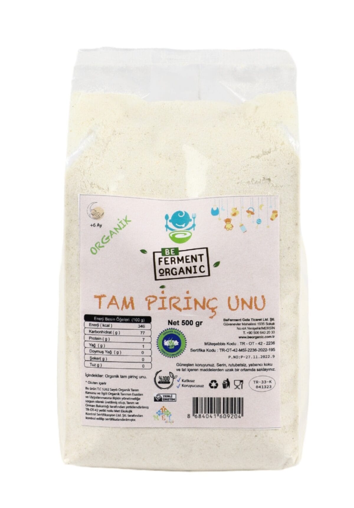 Beferment Organic Tam Pirinç Unu 500 g x 4 Adet