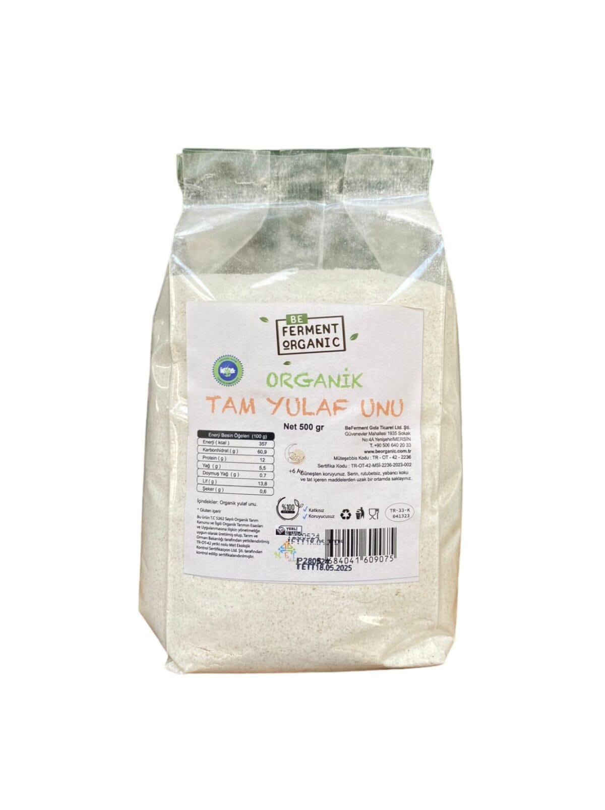 Beferment Organic Tam Yulaf Unu 500 g x 4 Adet