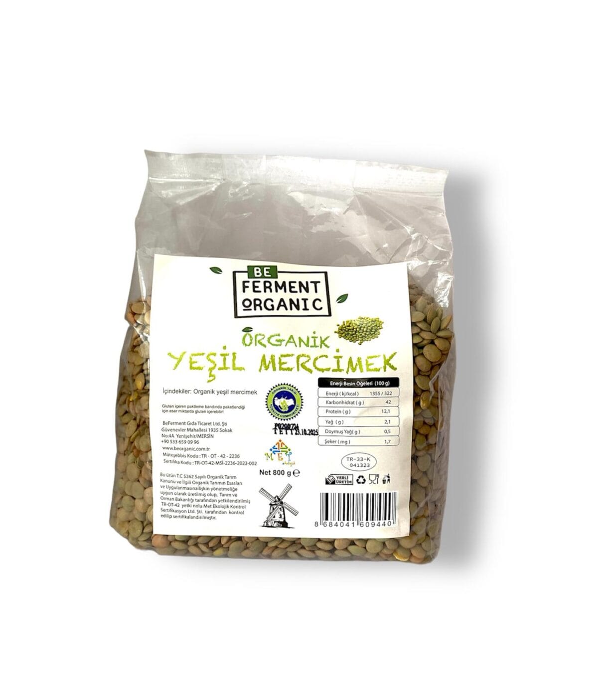 Beferment Organic Yeşil Mercimek 800 g x 4 Adet