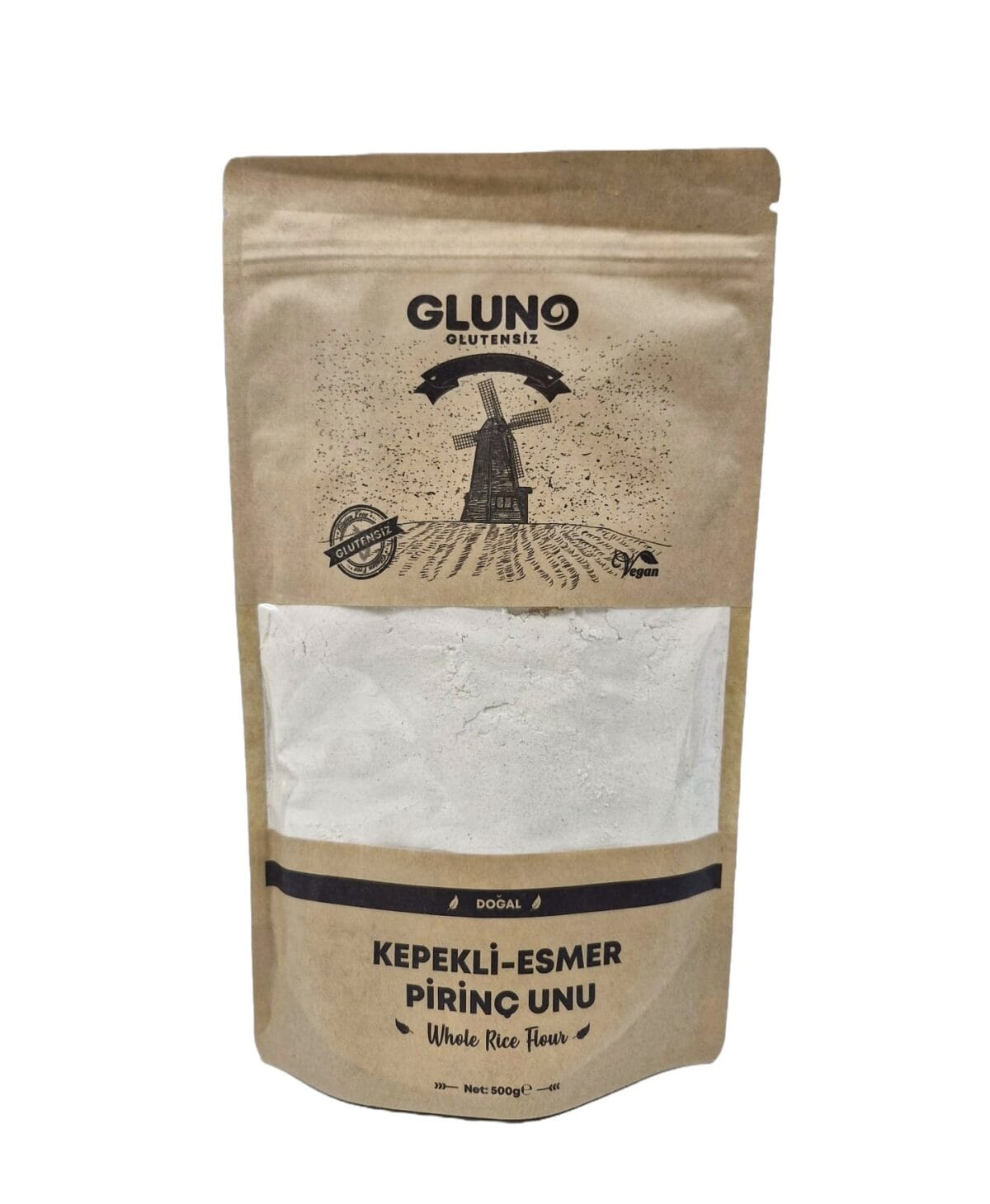 Gluno Glutensiz Kepekli - Esmer Pirinç Unu 500 g