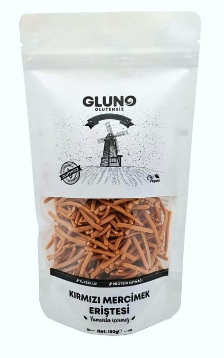 Gluno Glutensiz Kırmızı Mercimek Eriştesi 150 g