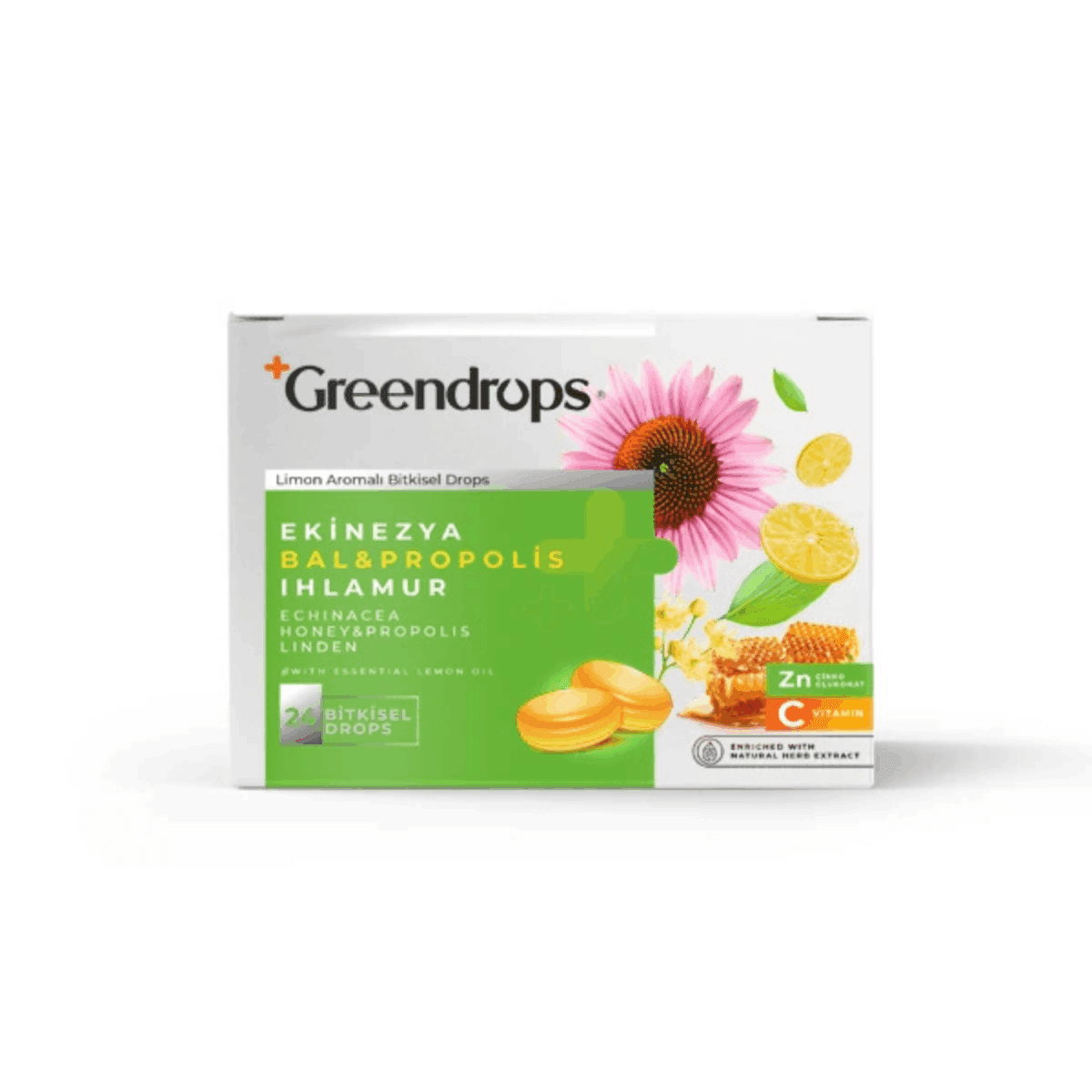 Greendrops Ekinezya & Bal & Propolis & Ihlamur  24'lü x 12 Adet