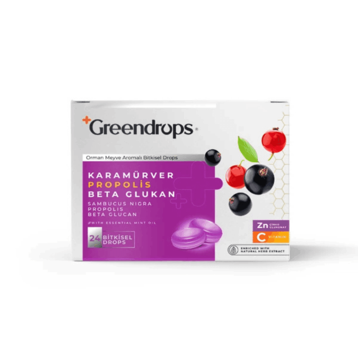 Greendrops Karamürver & Propolis & Beta Glukan 24'lü x 12 Adet
