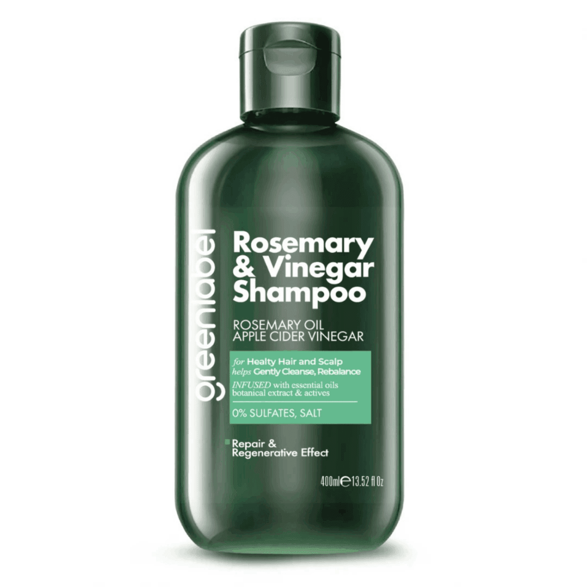 Greenlabel Biberiye ve Elma Sirkesi Özlü Tuzsuz Parabensiz Sülfatsız Yenileyici ve Arındırıcı Şampuan 400 mL x 12 Adet