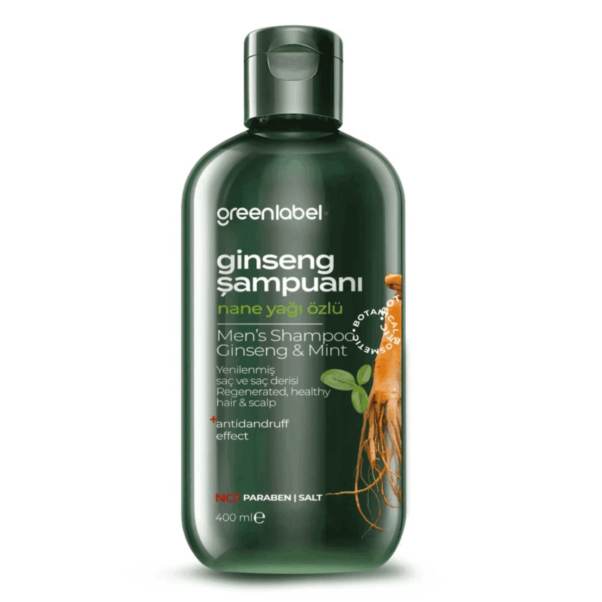Greenlabel Ginseng ve Nane Özlü Parabensiz Tuzsuz Kepek Karşıtı Bakım ve Onarım Şampuanı 400 mL x 12 Adet