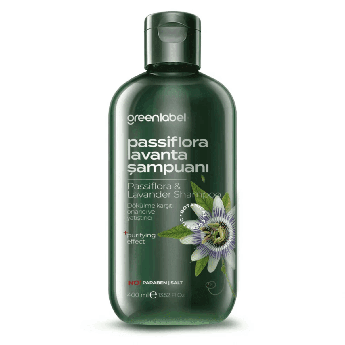 Greenlabel Passiflora ve Lavanta Özlü Parabensiz Tuzsuz Kepek Karşıtı Bakım ve Onarım Şampuanı 400 mL x 12 Adet