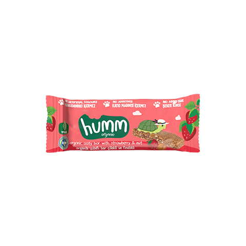 Humm Organic Vegan Çilekli Fındıklı Yulaf Bar 27 g