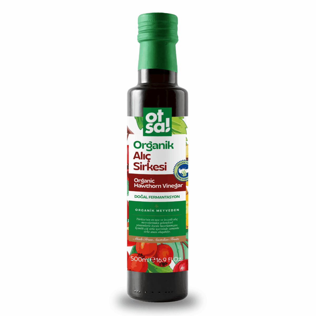 Otsa Organik Alıç Sirkesi (İçimlik Çiğ Sirke) 500 mL x 12 Adet