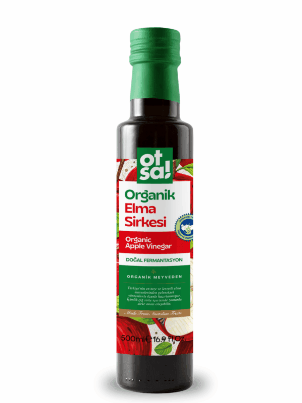 Otsa Organik Elma Sirkesi (İçimlik Çiğ Sirke) 500 mL x 12 Adet