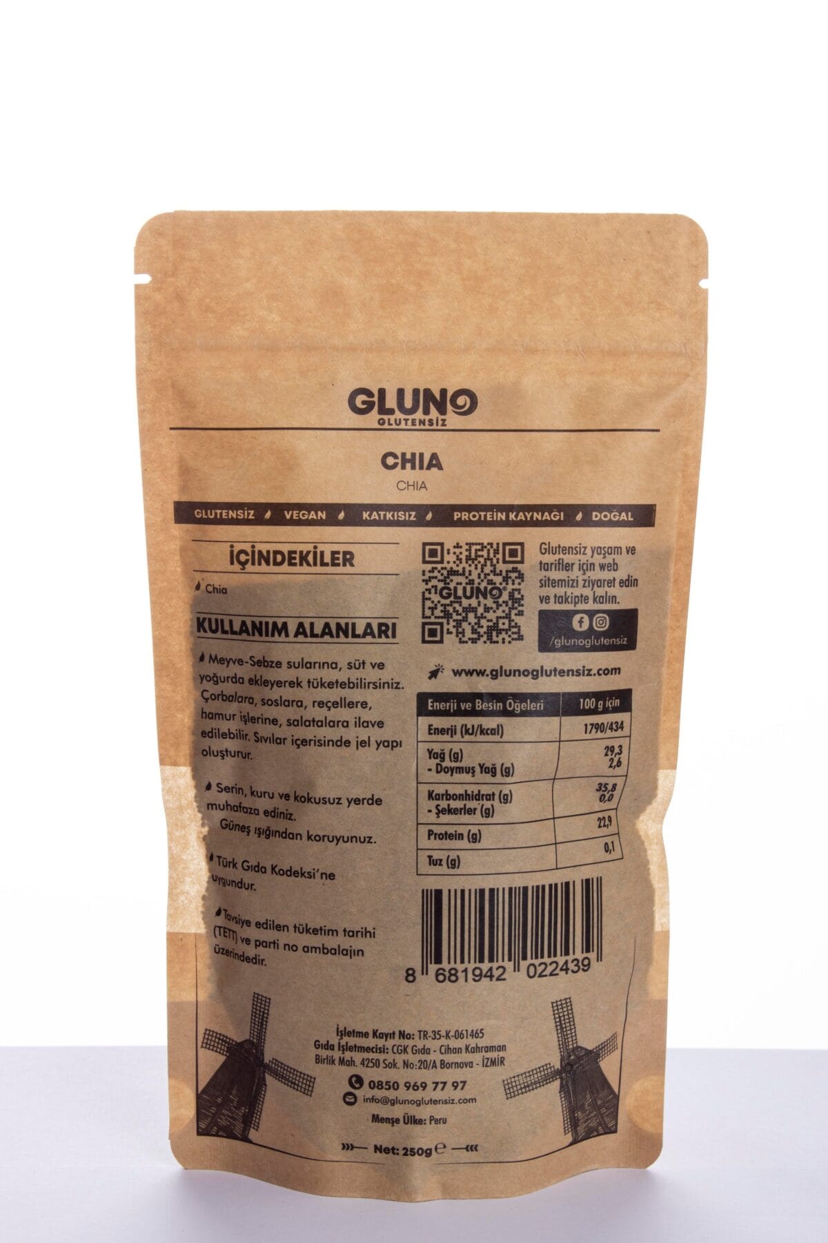 Gluno Glutensiz Chia 250 g - Görsel 2